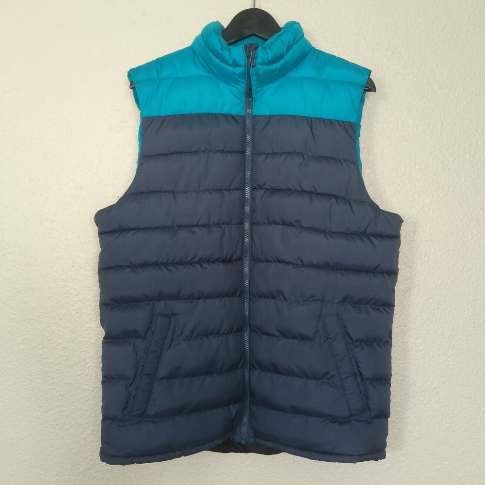 OLD NAVY San Francisco California Men's Blue Full Zip Quilted Vest Size M Tall